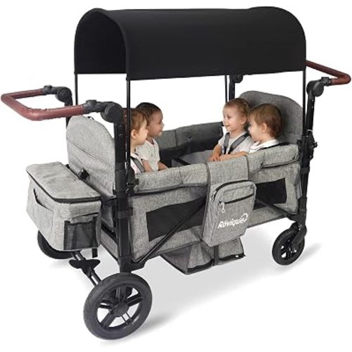 4 Seater Wagon Stroller, All-Terrain Aluminum Stroller Wagon for 4 Kids
