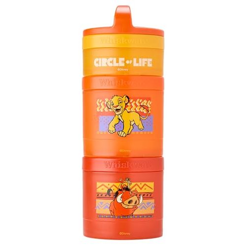 Whiskware Disney Lion King Simba and Friends Stackable Snack Containers for Babies, Toddlers, and Kids, 3 Stackable Snack Cups for School and Travel, Cupholder Friendly, Circle Of Life!