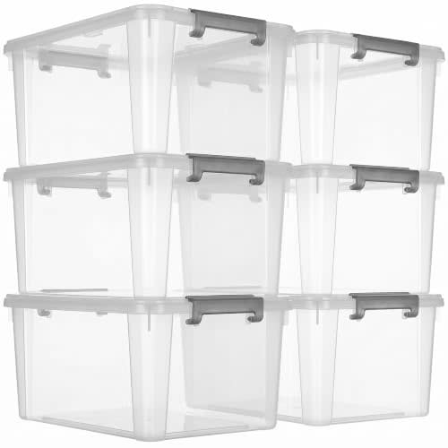 CITYLIFE 6 Packs 17 QT Plastic Storage Bins with Lids Large Stackable Storage Containers for Organizing Clear Storage Box for Garage, Closet, Classroom, Kitchen
