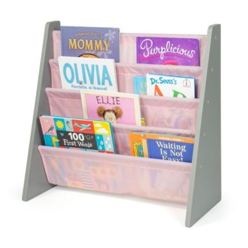 Kids' Bookshelf 4 Tier Book Storage Gray/Pink - Humble Crew
