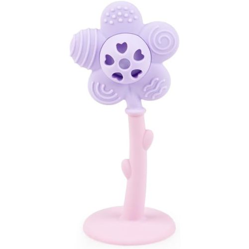 Merry Flower Silicone Baby Rattle Teether – 5 Textured Petals for Gum Relief | Easy-Grip Base | 100% Food Grade | BPA-Free, Phthalate-Free | Sensory Toy 3-36 Months