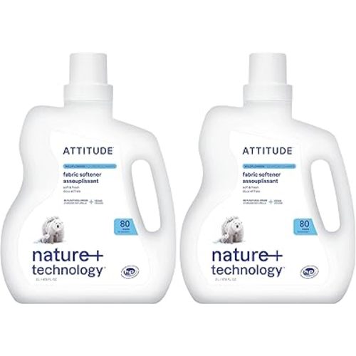 ATTITUDE Liquid Fabric Softener,Plant-Based & Vegan,HE Compatible,Naturally Derived,Wildflowers Scent,80 Loads,67.6 Fl Oz,(Pack of 2)
