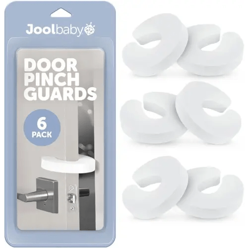 Jool Baby Door Pinch Guards (6 Pack) – Slam Preventer – Babyproof Doors to Avoid Pinched Fingers & Door Slamming, Keep Pets from Getting Locked in