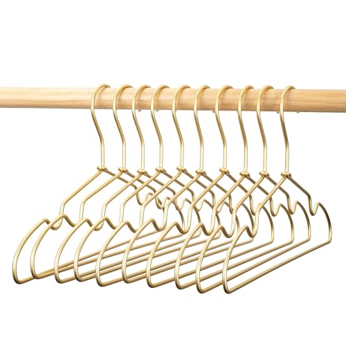 Koobay 12.6" Matte Gold Metal Kids Baby Hangers, 10Pack, Non Slip, Suit for Coated Wire Children Clothes Hangers, Closet Storage,Retail Display Space Saving for Toddler Coats Infant Hangers