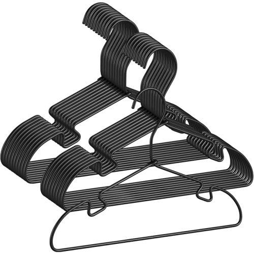 AmazonBasics 20 Pack Black Aluminum Space-Saving Kids Hangers, 12.6-Inch Sturdy Metal Hangers for Wardrobe