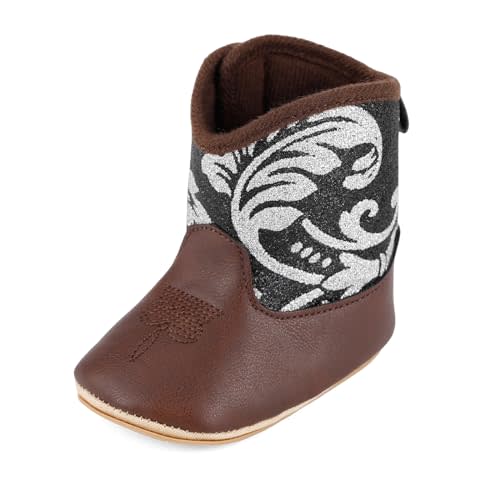 MK MATT KEELY Leather Western Boots Cowboy Bootie Soft Sole Non-Slip Crib Shoes for Baby Infant Toddler Girls Boys Newborn