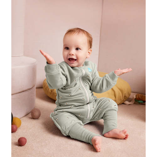 Sleep Suit Long Sleeve 2.5 TOG Cotton Olive Bees