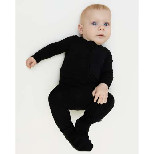 Bumbunny Baby | Zip Footie in Black