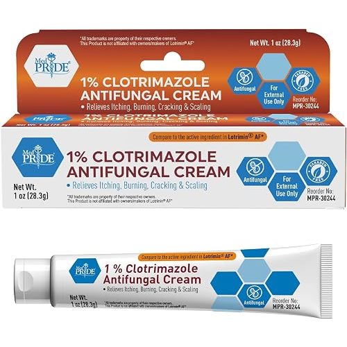 MED PRIDE Clotrimazole 1% Antifungal Cream, Itch Relief Treatment, 1 oz