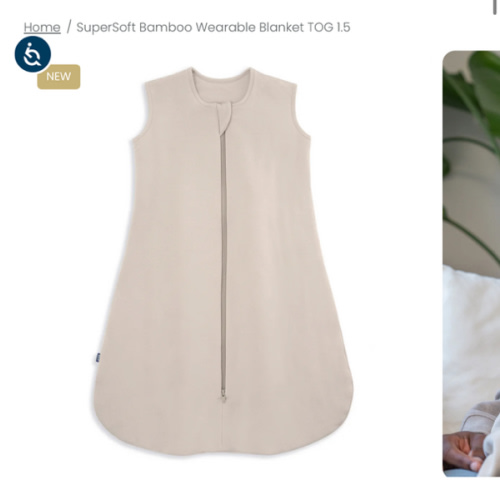 HALO - 1.5 TOG supersoft bamboo wearable blanket, double zipper sleeping bag with weighted feel - oat