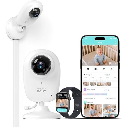 Smart AI Baby Monitor,1080P Baby Room Camera, APP,AI Detection,Cry Monitor,Lullabies,Night Vision,VOX,Two-Way Audio,Cloud & SD Card Storage,Wall Mount,Temperature Sensor,Support Smart Watch