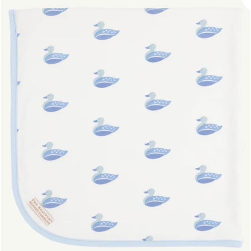 Baby Buggy Blanket - Merrimack Quack Quacks with Buckhead Blue