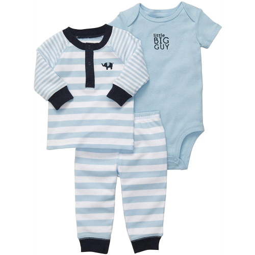 Carter's Baby Boys' 3 Pc Set - Blue Stripe Elephant - Newborn