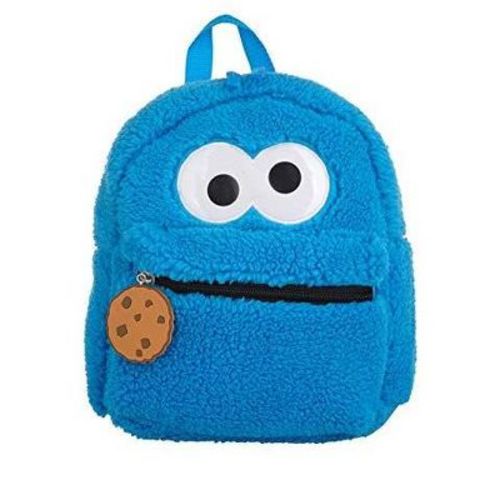 Sesame Street Toddler Cookie Monster Backpack, Back to School Bookbag for Toddler, Plush Zippered Bag