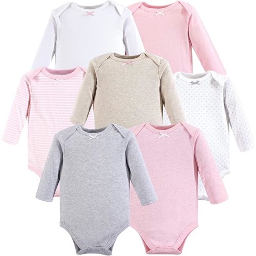 Hudson Baby Baby Girl's Cotton Long-Sleeve Bodysuits 7-Pack