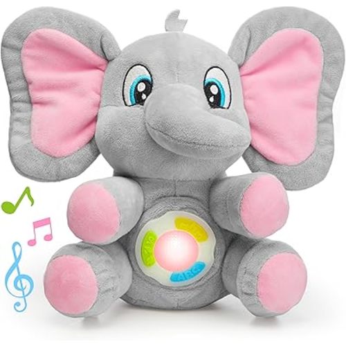 JOYIN Musical Elephant Plush Baby Toy, Stuffed Animal with Music & Light, Baby Musical Soft Plush Toys for Infant Babies, Christmas Birthday Gifts for Boys and Girls 6+ Months