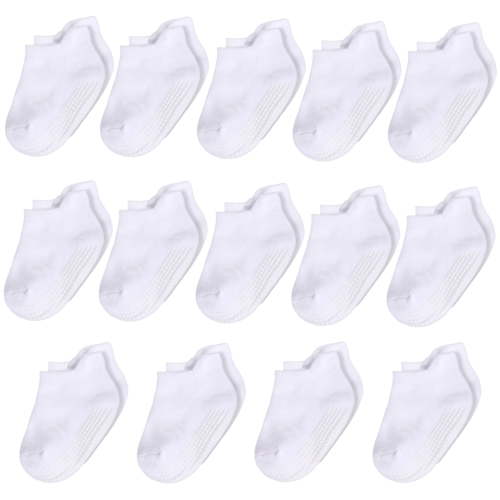 14-Pack White Infant Baby Grip Socks for 6-12 Months Boys Girls