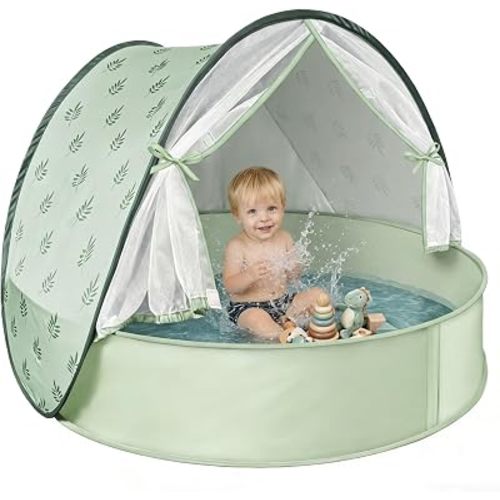 Pop-Up Baby Beach Pool Tent with Mat, Mosquito Net, Detachable Canopy
