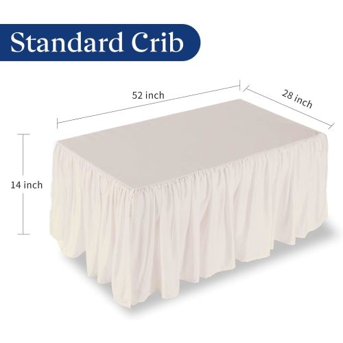 Ivory Crib Bed Skirt 28" x 52" with 14" Drop - Dust Ruffle Crib Skirt with Split Corners - Soft Nursery Standard Crib Toddler Bedding Skirt for Baby Boys or Girls
