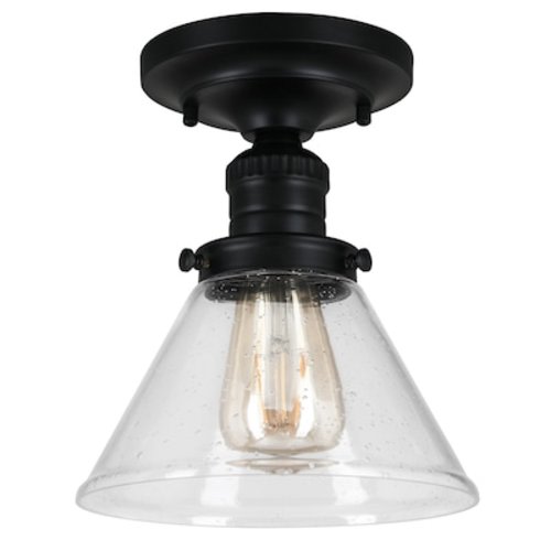 Design House Augustin 1-Light 7.88-in Matte Black Semi mount light 589069-BLK at Lowes.com