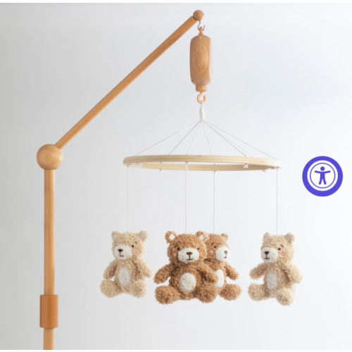 Musical Wooden Mobile - Cuddly Bear – Living Textiles Co