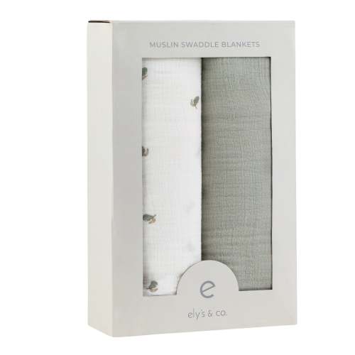 2 Pack Cotton Muslin Swaddle Blanket - Sage Pear – Ely's & Co.