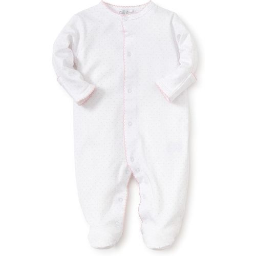 kissy kissy Baby Girls New Kissy Dots Print Snap Front Footie Pajamas, White/Pink, Newborn