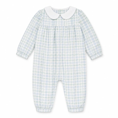 Hudson Green and Blue Gingham Romper