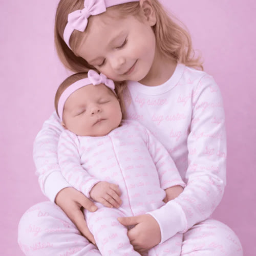 Magnolia Baby Girl Big Sister Print Long Pajamas