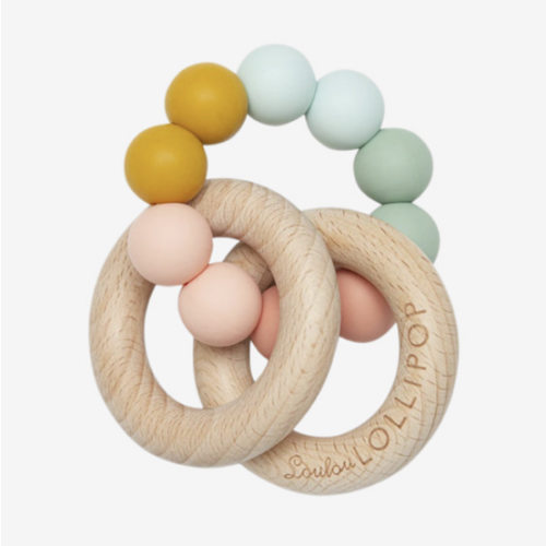 Bubble Silicone and Wood Teether - Rainbow