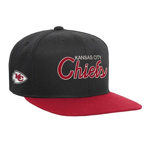 Youth Kansas City Chiefs Mitchell & Ness Black/Red Team Script Snapback Hat