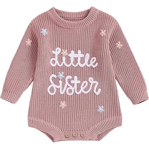 FYBITBO Baby Girl Boy Sweater Knit Oversized Pullover Sweatshirt Romper Onesie Warm Fall Winter Clothes Outfit Newborn