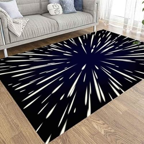 EMMTEEY Large Area Rugs, 5X7 Farmhouse Area Rug of Indoor Outdoor Kids,Boys,Girls Flying Through Stars Speed Light
