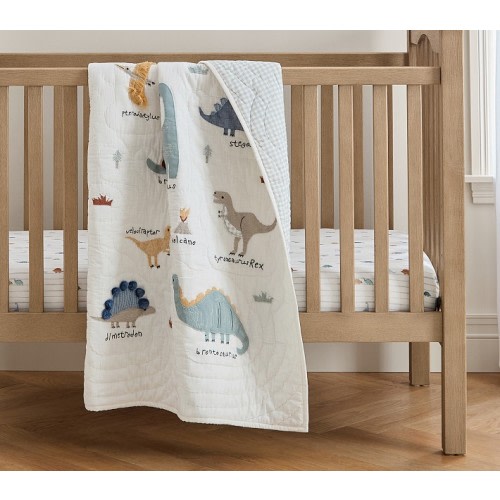 Embroidered Dino Baby Quilt