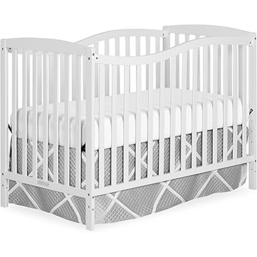 Dream On Me Chelsea 5-in-1 Convertible Full-Size Baby Crib in White, GreenGuard Gold & JPMA, Pinewood, 4 Mattress Heights, Converts to Toddler, Day & Full-Size Bed, Modern Classic Nursery