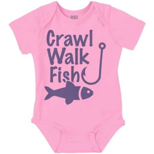 Brisco Brands Crawl Walk Fish Hook Outdoor Lover Baby Romper Boys or Girls