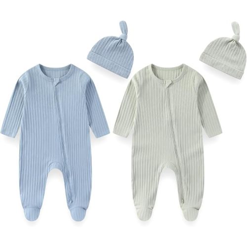 Unisex Baby Boy Girl Footies Sets Cotton Long Sleeve Infant Rompers 0-12Months Babies' Outfits