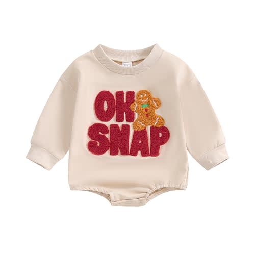 Ayalinggo My First Christmas Baby Girl Boy Outfit Newborn Letter Embroidery Sweatshirt Gingerbread Man Romper Fall Clothes