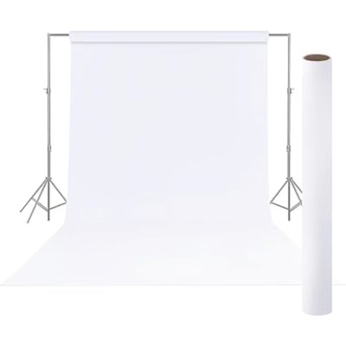 White Backdrop for Photoshoot, 107" x36' Arctic White Photo Paper Backdrop for Photography, Video, Studio and Live Streaming - Thick Matte Finish, Anti-Wrinkle, No Light Leakage