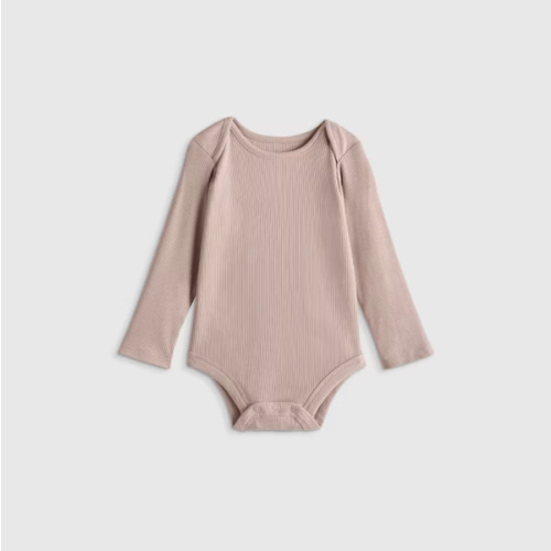 Softest Rib Long Sleeve Bodysuit  in Mushroom