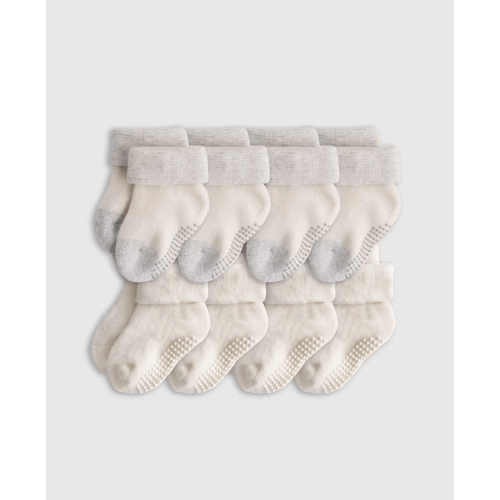 Organic Gripper Fold Over Socks 8-Pack - Baby Girl