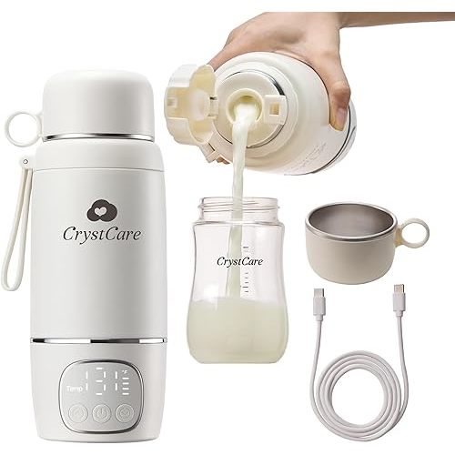 Portable Bottle Warmer for Travel - Fast Heating Breast Milk & Formula Warmer with 16,000mAh Battery, 17oz Milk Warmer for Baby on The Go,Baby Bottle Warmer for Car, Airplane（Clouds）