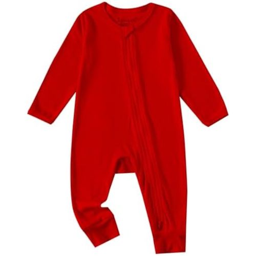 Jimonda Ribbed Rayon From Bamboo Baby Boys/Girls Sleepers, 2-Way Zipper Long Sleeve Footless Pajamas With Mittens Soft Pjs