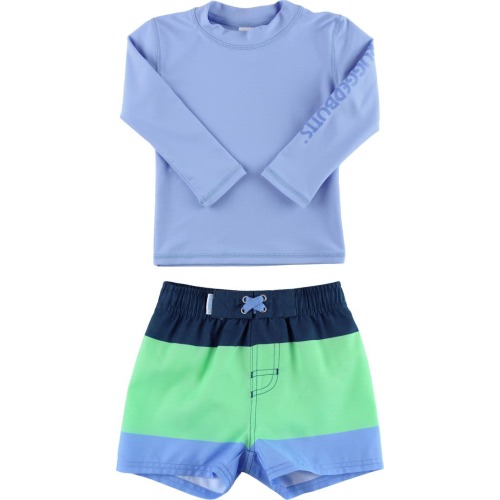 Baby Stripe Two-Piece Rashguard Swimsuit, Size: 3-6M