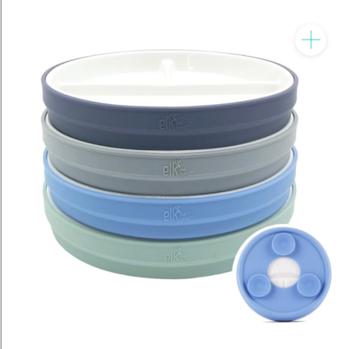 6.7"/16cm Porcelain White Divided Plates with Silicone Suction Sleeves