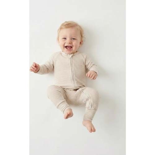 Oatmeal Stripe Bamboo Sleeper, Beige and White Stripe - Motette | Maisonette