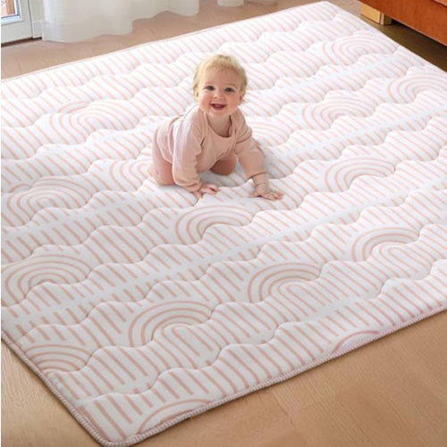 Soft Thicker Baby Mat for Floor 71"x59", Extra Large Baby Play Mat, Non-Slip Playpen Mat, Easy to Clean & Portable Playmat, Crawling Mat for Babies Toddlers, Activity Mat, Rainbow, Pink
