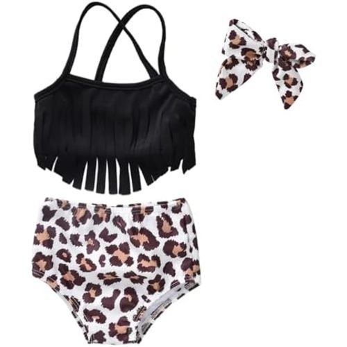 Toddler Infant Baby Girls Swimsuit Tassels Bikini Two Pieces Bathing Suit Summer Beach Outfits Set