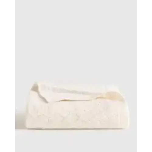 Washable Cashmere Pointelle Baby Blanket in Ivory