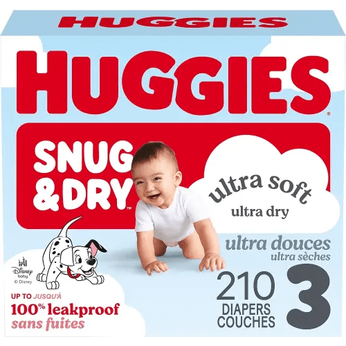 Huggies Size 3 Diapers, Snug & Dry Baby Diapers, Size 3 (16-26 lbs), 210 Count, Packaging May Vary